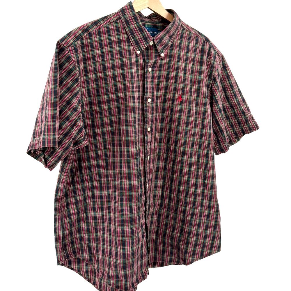 Ralph Lauren Classic Fit Plaid Cotton Short Sleeve Button-Up Shirt